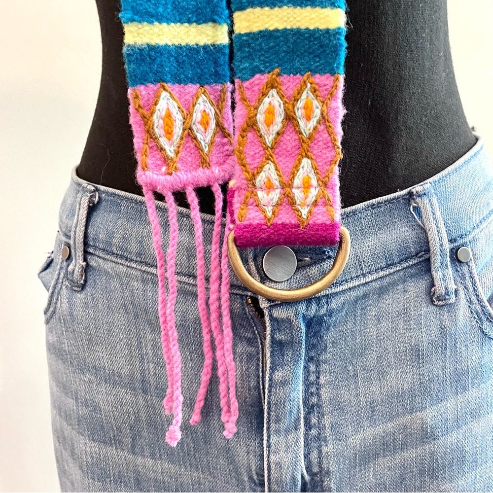 Madeline Parks Hand Embroidered Geometric Wool Belt - Picture 2 of 8